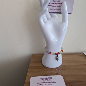 Colorful Beaded Bracelet with Charm